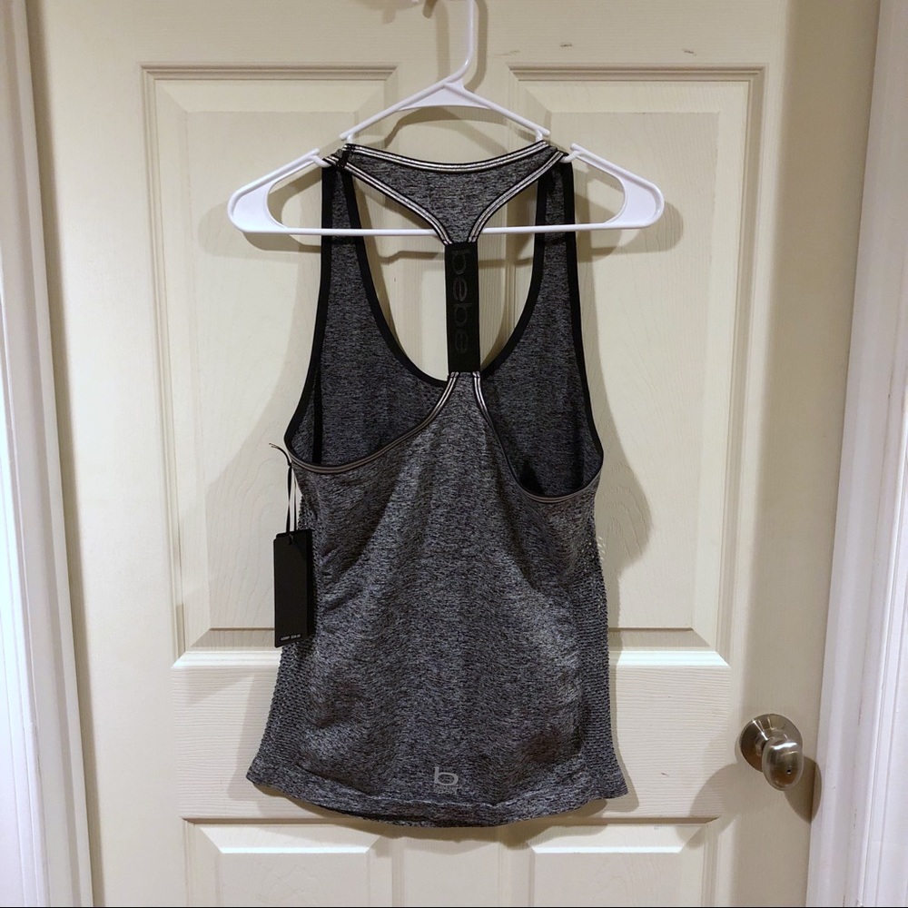 NWT bebe activewear top M gray/silver/black